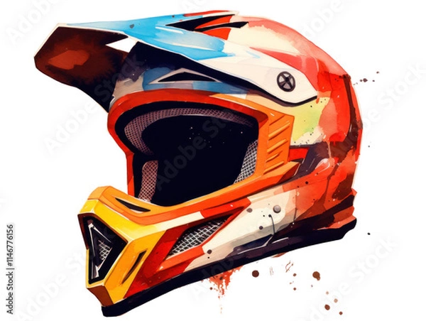 Fototapeta Colorful Graphic Design of a Mountain Bike Helmet with Vivid Details and Artistic Flair