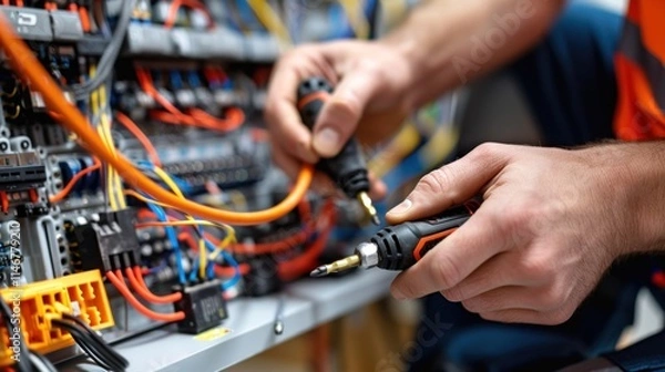 Obraz Electrician Working on Complex Electrical System