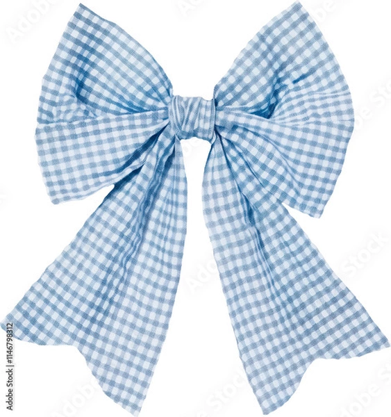 Obraz Blue and white checkered ribbon with a bow