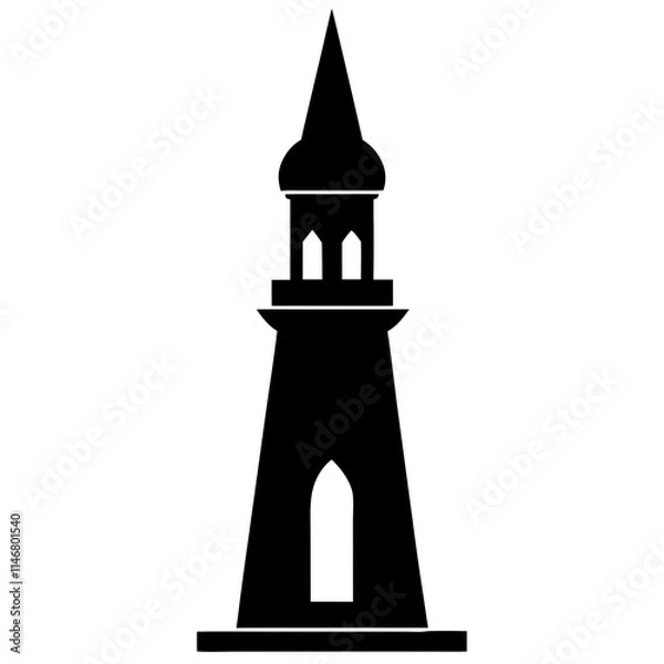 Fototapeta Black Minaret on solid white background