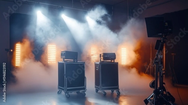 Obraz Dynamic stage setup with lighting and fog effects