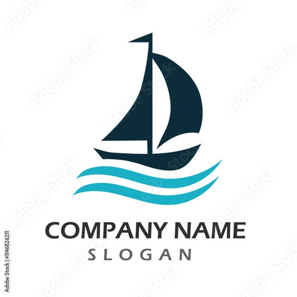 Obraz sailboat icon logo template vector illustration cruise business icon