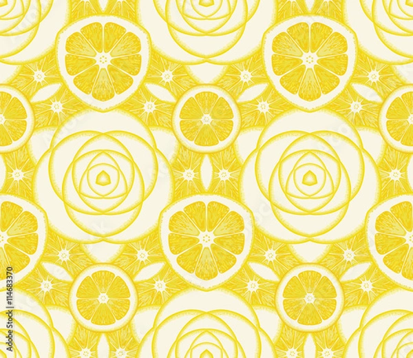 Obraz Seamless pattern from lemons. Vector background.