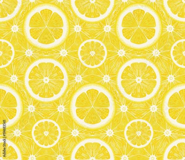 Obraz Seamless pattern from lemons. Vector background.