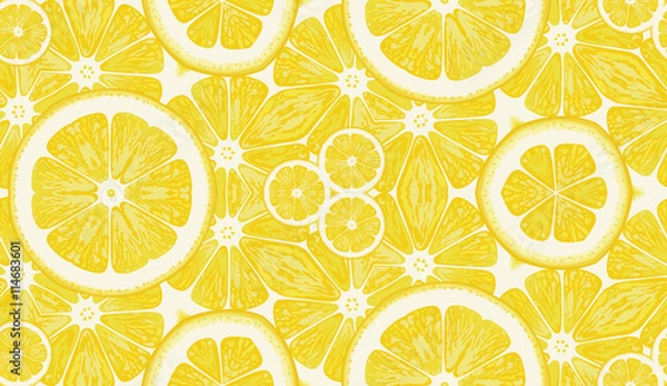Obraz Seamless pattern from lemons. Vector background.
