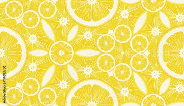 Obraz Seamless pattern from lemons. Vector background.