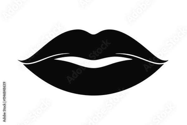 Fototapeta Valentines Kissing Lips Icon in Black Silhouette on White Background,14 February Valentines Day Kissing Vector Design Icon solated, symbol.