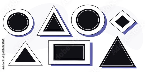 Fototapeta Different set of geometric shapes. Memphis design retro elements. Collection trendy halftone geometric shapes. trends designs and vintage graphics design element collection. vector file easily used.