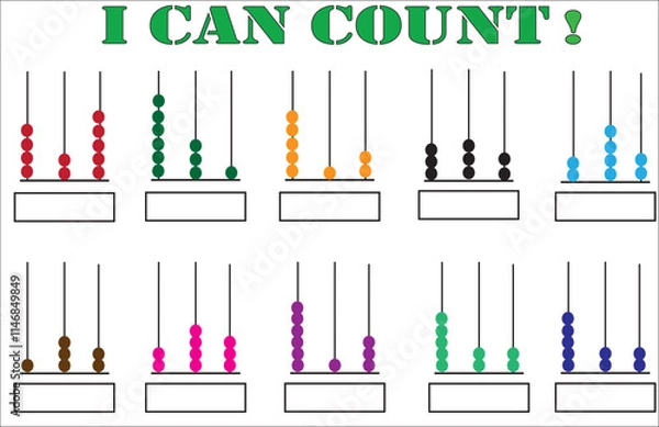 Fototapeta Kids activity of I can count numbers with abacus 