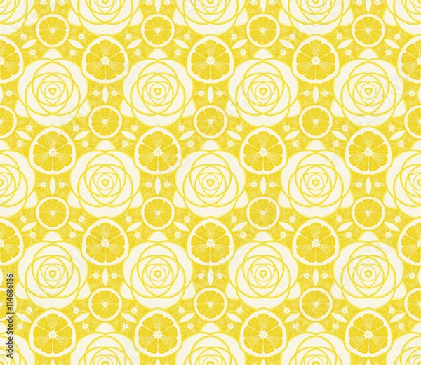 Obraz Seamless kaleidoscope  pattern from lemons