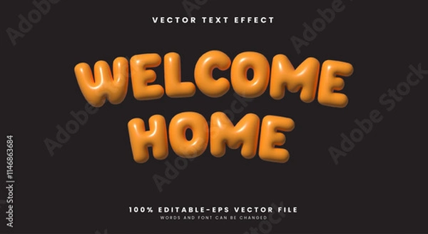 Fototapeta Welcome Home 3D Inflated Style editable text effect Template