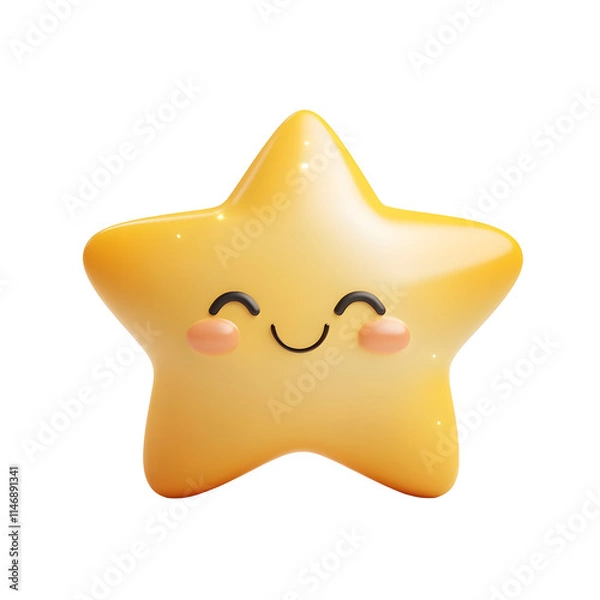 Obraz Cute 3d minimal isolated transparent star character playful design digital art bright environment cheerful concept