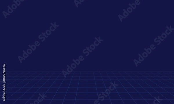 Fototapeta Abstract perspective grid lines blue technology background