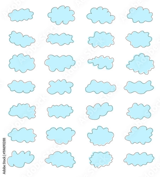 Fototapeta Different set of clouds, clouds collection vector illustration