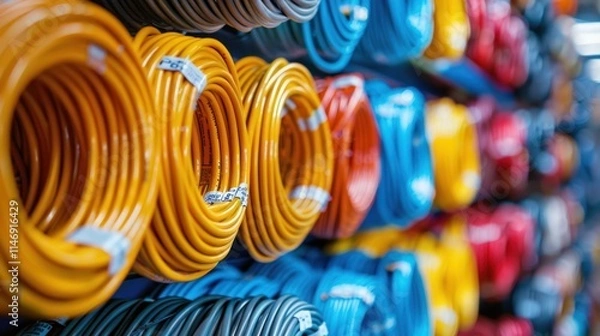 Fototapeta Colorful Cables and Wires in a Hardware Store