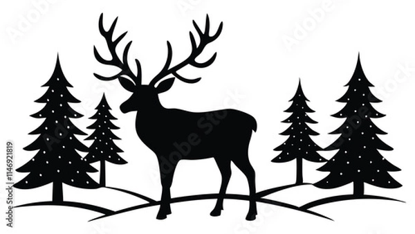 Fototapeta Reindeer Grazing in the Snow