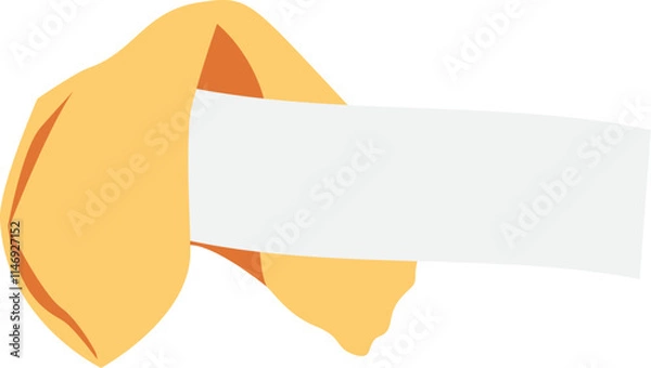 Fototapeta Hand drawn fortune cookie with blank paper template. Vector illustration with transparent background.