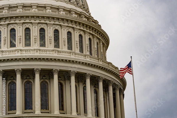 Obraz Washington DC - October 26, 2024: Clouds over the United States Capitol Building.