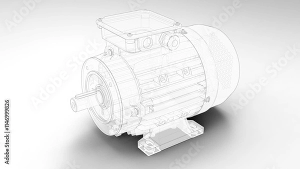 Obraz 3D rendering - outlined electric motor