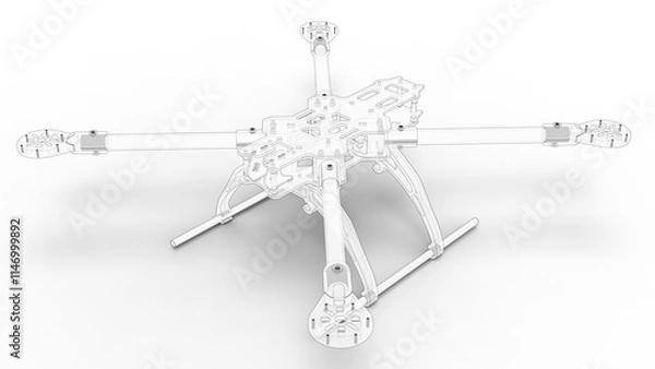 Obraz 3D rendering - outlined drone frame isolated with shadows