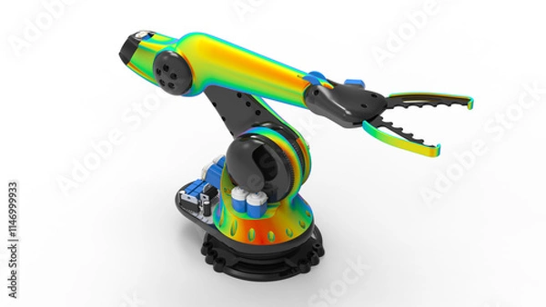 Obraz 3D rendering - FEA study of a robotic arm