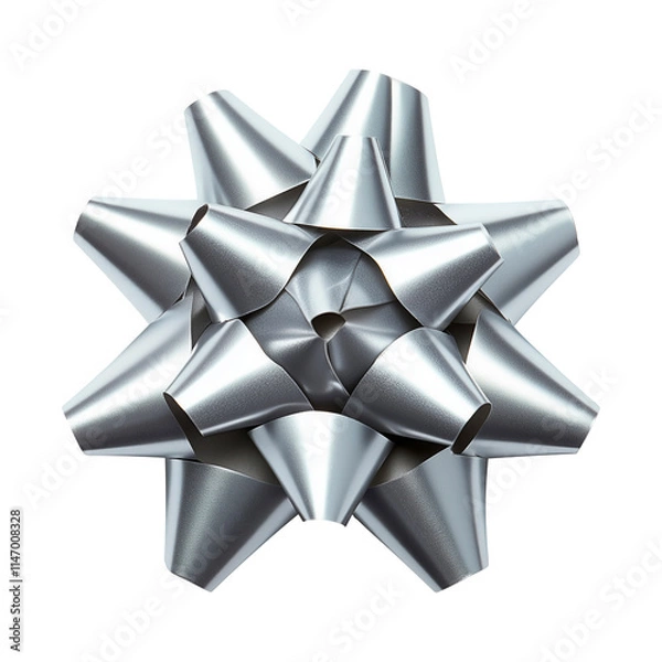 Fototapeta Elegant silver bow for festive gift wrapping against a transparent background, gift bow png image