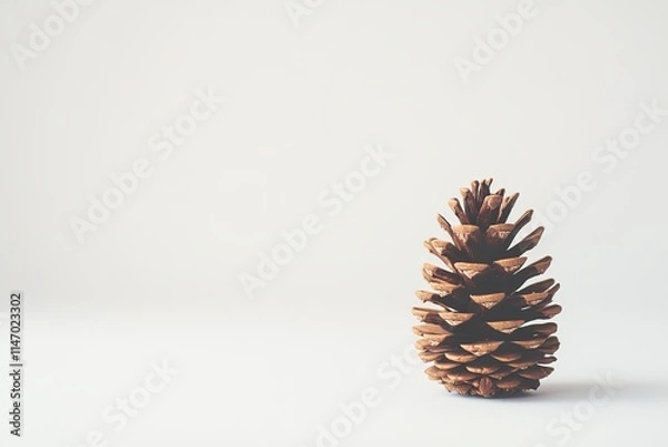 Fototapeta A single pine cone on a white background, highlighting natural beauty and minimalist design.