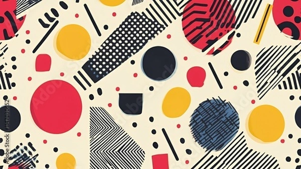 Fototapeta Abstract Geometric Pattern Design With Circles Lines And Dots