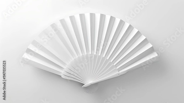 Fototapeta Mockup of a White Folding Hand Fan Set Apart Against a Soft Background, Showcasing Elegant Design and Delicate Craftsmanship for Stylish Summer Accessories