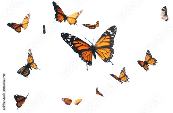 Fototapeta Flying plain tiger butterflies butterfly invertebrate monarch.
