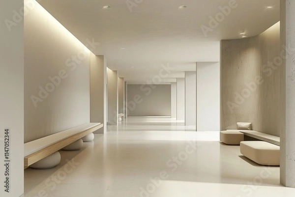 Fototapeta Simple composition of a rehabilitation center with minimalistic decor.