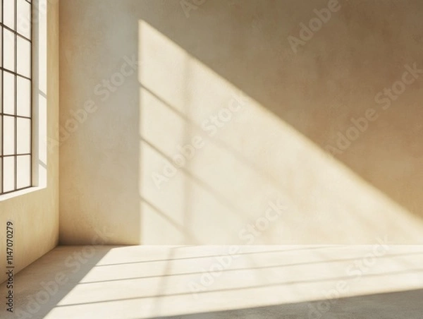 Obraz Sunlit Minimalist Room with Window Shadows