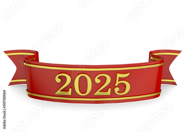 Fototapeta Ribbon New year 2025 - 3D Render