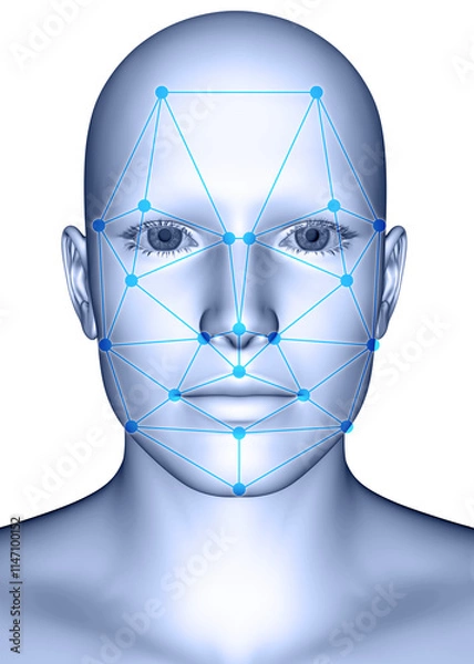Fototapeta The Facial Recognition - 3D