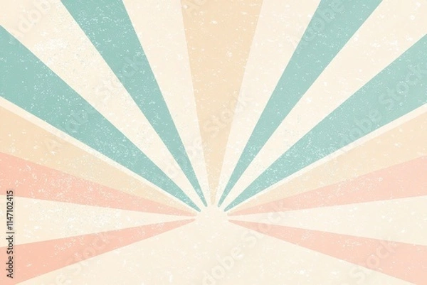 Fototapeta Retro sunburst background with light blue and beige gradient design