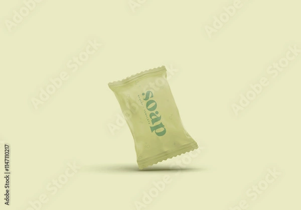 Fototapeta 3d Pouchbag Packaging Soap Bar Mockup