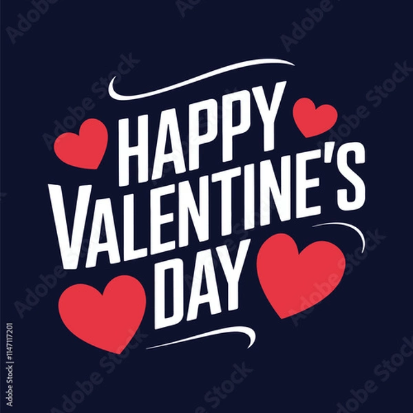 Fototapeta Simple typography of Happy Valentine's Day.