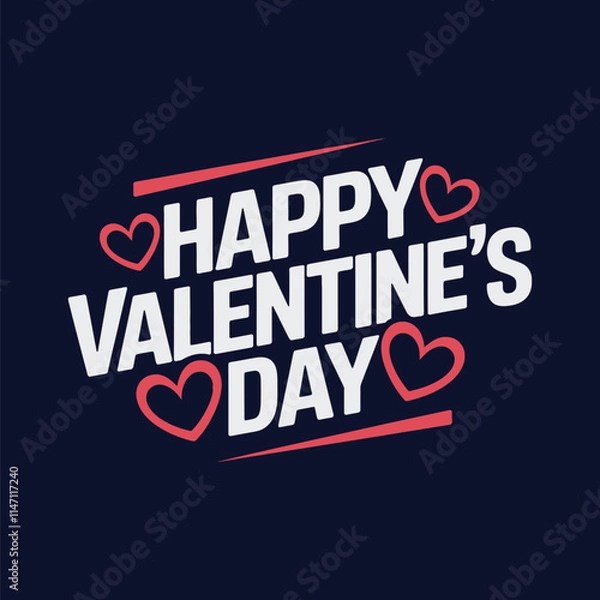 Fototapeta Simple typography of Happy Valentine's Day.