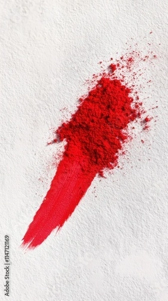 Obraz Bright red powder spread on a surface during Holi celebration, showcasing the vibrant colors of the festival