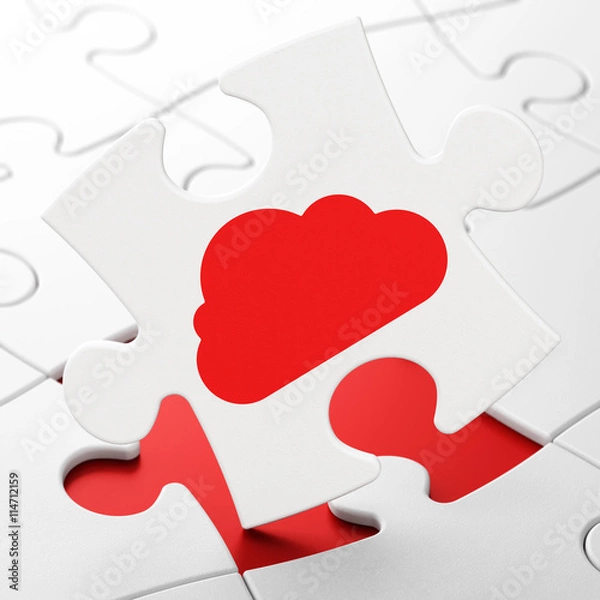 Fototapeta Cloud computing concept: Cloud on puzzle background