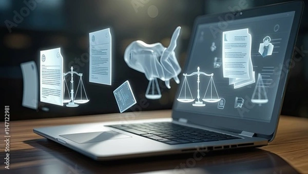 Fototapeta Digital business process management: innovations and analytics using modern technologies and data visualization in the form of holograms