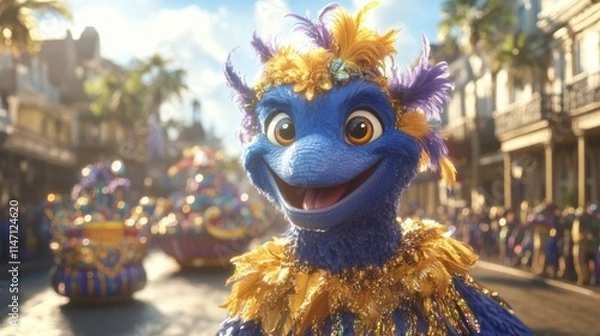 Fototapeta Carnival and Mardi Gras Colorful carnival floats parade joyfully