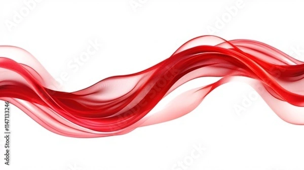 Obraz A flowing wave of translucent red fabric against a bright white background, creating a dynamic and elegant look.