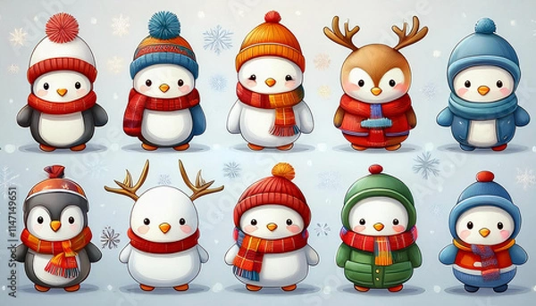 Obraz Adorable Winter Characters with Seasonal Cheer