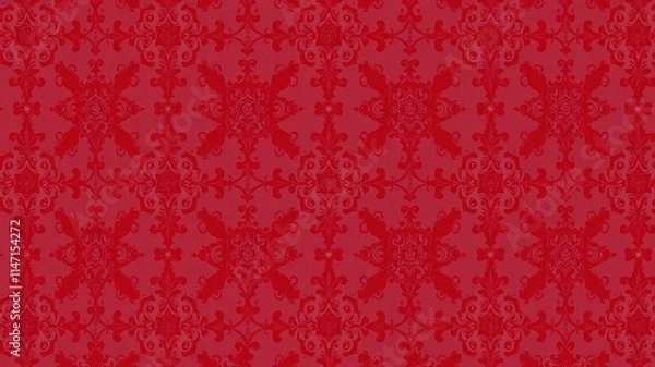 Fototapeta Red damask pattern background with intricate floral designs and rich red hues, pattern, ornate