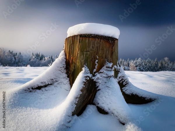 Fototapeta Tree log in snow