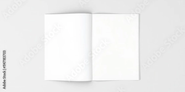 Fototapeta Blank brochure magazine with a sleek and modern design, isolated on a grey background for replacing your own content, isolated, template