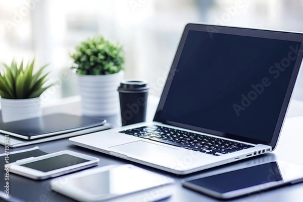 Fototapeta Modern Workplace Laptop Setup