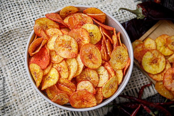 Obraz Chips de plátano deshidratados caseros