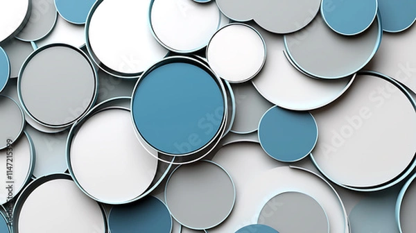 Fototapeta A blue and white abstract design of circles